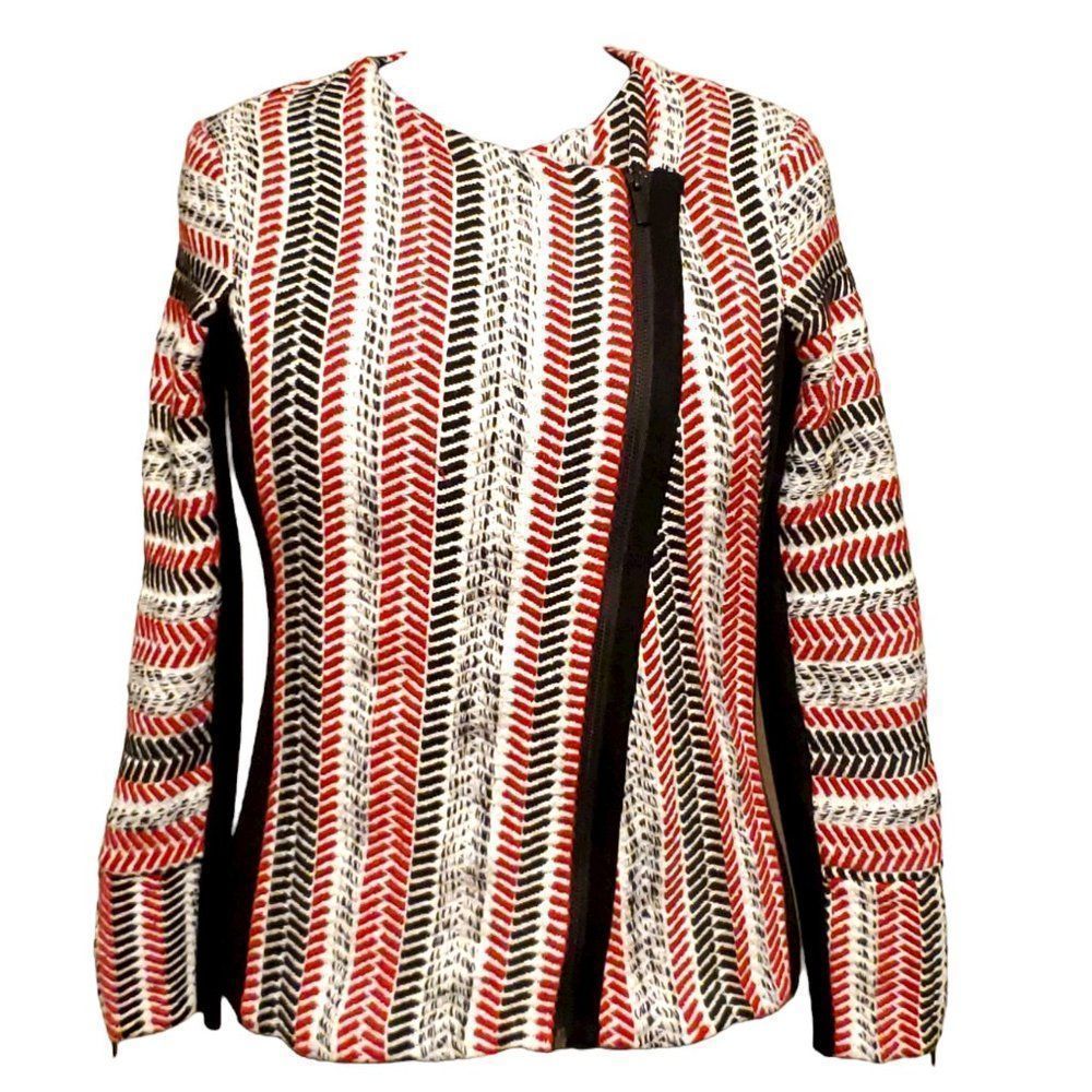 Boho Woven Textured Jacket with Black Panels